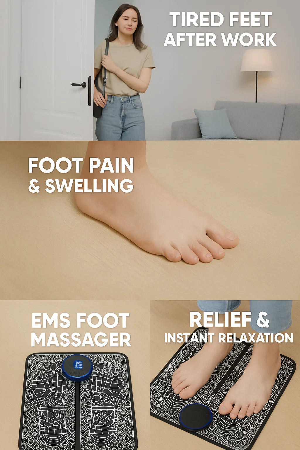 EMS FOOT MASSAGER – ADVANCED PAIN & CIRCULATION RELIEF