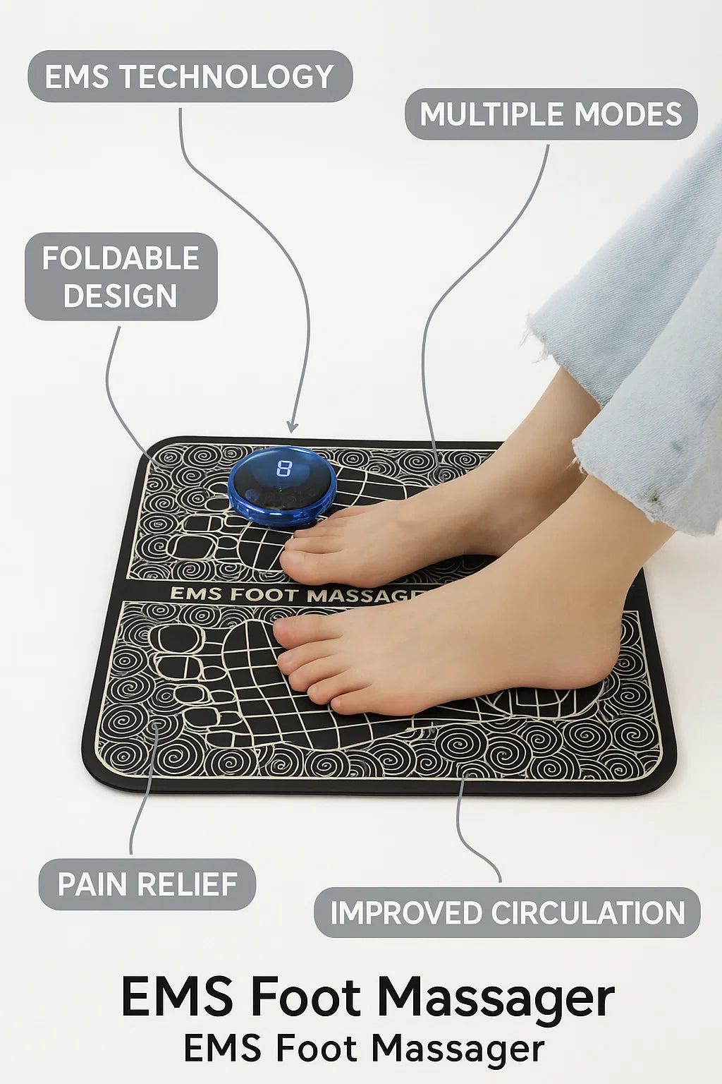 EMS FOOT MASSAGER – ADVANCED PAIN & CIRCULATION RELIEF